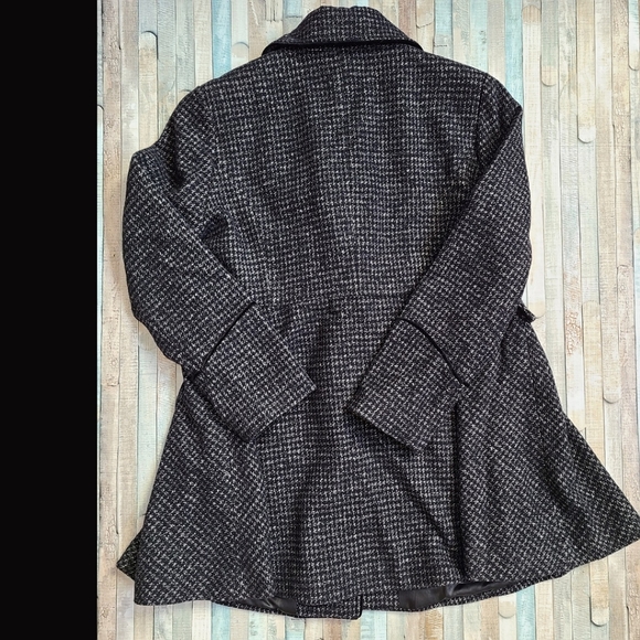 Guess Double Breasted Skirted Wool Blend Coat - Picture 3 of 7